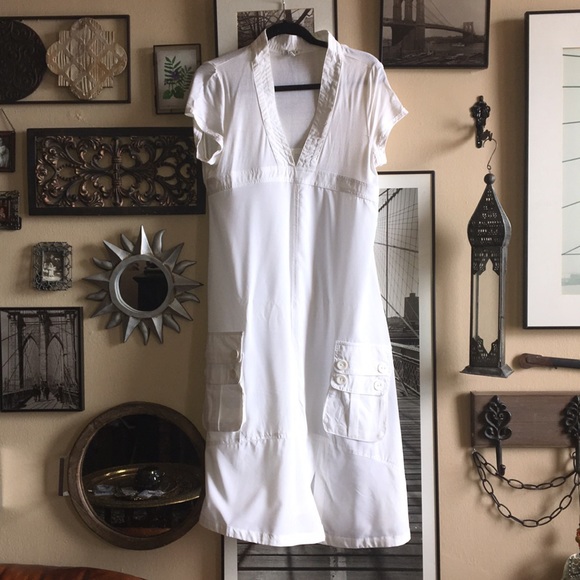 stylee Dresses & Skirts - Style L empire cut A-line white cargo dress
